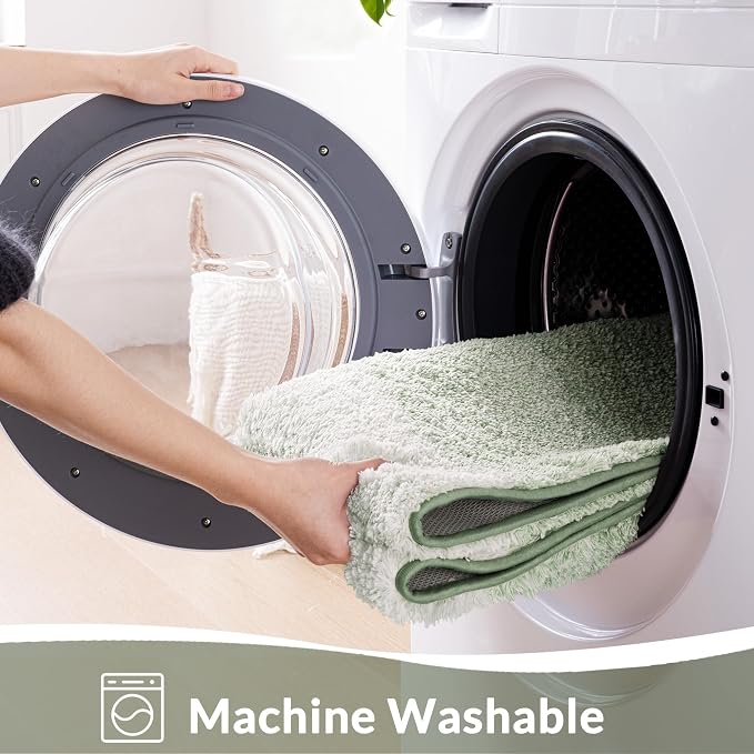 Exclusivo Mezcla Bathroom Rugs Mat 24x36, Extra Soft Non Slip Absorbent Microfiber Bath Rugs, Machine Washable Quick Dry Bath Mats for Bathroom Floor, Shower, Home Decor, Gradient Green