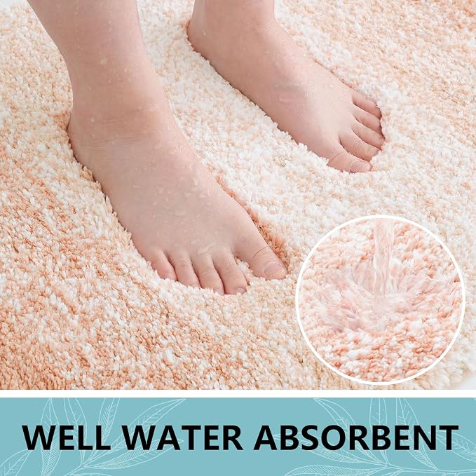 Arotive Microfiber Bathroom Rugs, Shaggy Soft and Absorbent Bath Rug, Thick Plush Machine Washable Dry Bath Mats for Bathroom, Tub and Shower, 30x20, Peach, Rectangular
