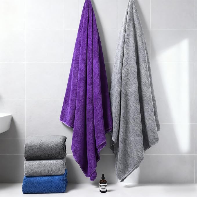 SmoothNovelty 2 Pcs Oversized Bath Towels 40 x 80 Inch, Extra Large Bath Sheets Microfiber Lightweight & Quick Dry, Jumbo Shower Towels for Adults Beach, Gym, Pool, Spa, Travel (Light Gray)