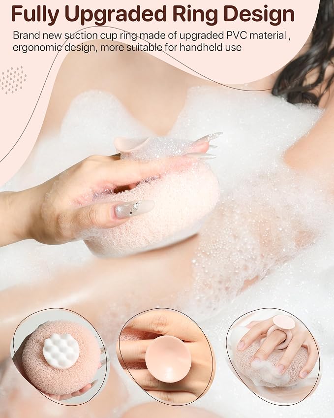 Super Soft Sunflower Suction Cup Bath Sponge loofah, 2026 Upgraded 2-in-1 Sunflower Ball Exfoliating Bath Sponge Cleaning Brush, Mesh Shower Body Sponge Accessories for Women, Men Shower (5 Color)