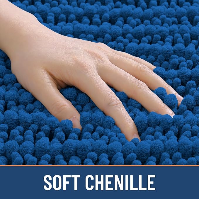 Smiry Bathroom Rugs Mat 30x20, Extra Soft Absorbent Chenille Bath Rugs, Non Slip Rubber Backing Machine Washable Quick Dry Bath Mats for Bathroom Floor, Tub, Shower, Home Accessories, Deep Navy Blue