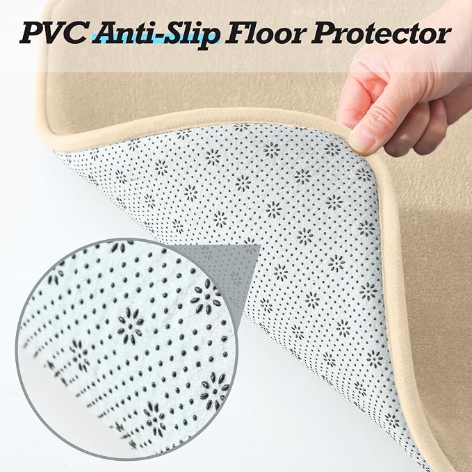 HUXMEYSON Bathroom Rugs Sets 3 Piece, Non-Slip & Quick Dry Bath Mat Set, Ultra Soft Velvet Bath Rugs for Bathroom, Toilet and Shower Floor, Light Coffee
