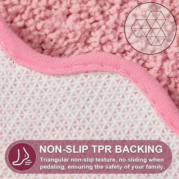 ORTIGIA Long Cute Scalloped Bathroom Rugs Runner, Fun CandyPink Plush Microfiber Scallop Bath Mats Non Slip Washable Quick Dry Absorbent, Rug Carpet for Bathtub Sink Laundry Room Bedroom, 24x59