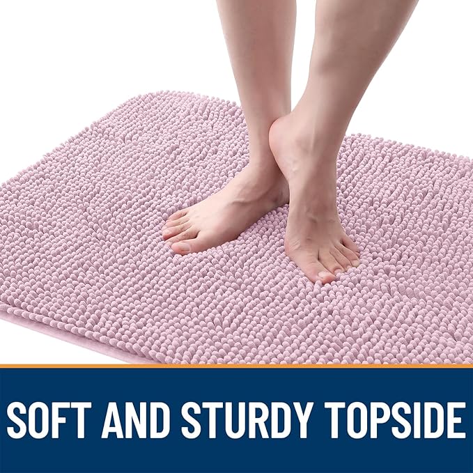 OLANLY Dog Door Mat for Muddy Paws 32x20, Absorbs Moisture and Dirt, Absorbent Non-Slip Washable Doormat, Quick Dry Chenille Mud Mat for Dogs, Entry Indoor Entryway Carpet for Inside Floor, Dusty Rose