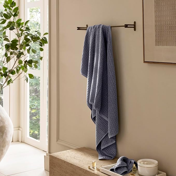 BOLL & BRANCH Turkish Waffle Bath Towel - Mineral - 100% Organic Turkish Cotton - Lightweight Soft Absorbent Quick Dry Luxury Spa Bath Towel with Waffle Weave Texture - Premium Feel