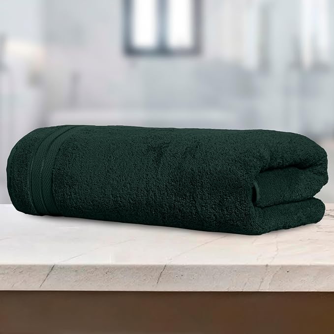 Elegant Comfort Three Line Popcorn Towel Set for Bathroom 35 x 70 inches, Premium Hotel Quality 1-PACK Jumbo Towels, 100% Turkish Cotton, Soft and Durable, Quick Dry and Highly Absorbent, Forest Green
