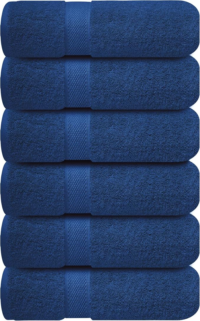 Infinitee Xclusives Hand Towels for Bathroom - Set of 6 (16x28 inches) 600 GSM, 100% Cotton Ultra Soft, Quick Drying, Hotel Quality Hand Towel Set (Tranquil Navy)