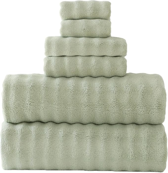 Bath Sheets Set 40x80 Inches Microfiber Extra Large BathTowels Super Soft Absorbent Quickly Dry Shower Towels for Bathroom (Sage Green,PK 6)