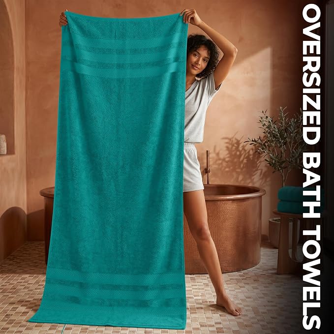 RIVERSIDE Pack of 2 Extra Large Bath Sheets 35 x 70 Inches, 100% Ring Spun Cotton, Hotel Quality, Oversized Bath Towels, Super Soft, Highly Absorbent & Quicker to Dry, Teal
