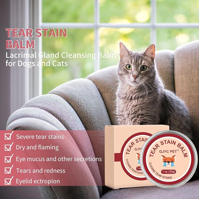 Pet Tear Stain Remover Balm - 1 oz (30g) Natural, Plant-Based Eye Care for Dogs and Cats - Gently Cleanses and Restores Sparkling Eyes