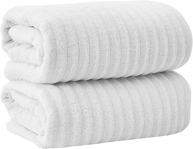 Great Bay Home 2 Pack Bath Sheet Set - 100% Cotton Towel Set - Absorbent & Quick-Dry Towels for Bathroom (White)