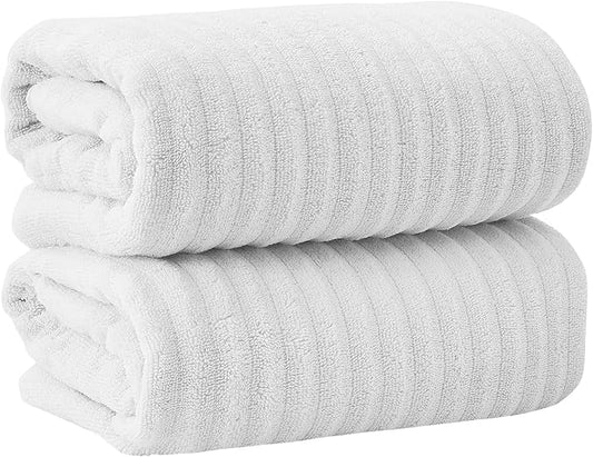 Great Bay Home 2 Pack Bath Sheet Set - 100% Cotton Towel Set - Absorbent & Quick-Dry Towels for Bathroom (White)