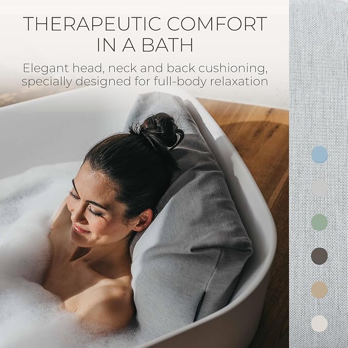 BADESOFA® Luxury Bath Pillow M - Lusciously Soft & Comfortable Tub Pillow for Bathtub - Washable & Quick-Drying Bath Back Pillow - Non-Slip Full Body Tub Pillow - Luxury Spa Cushion in Grey
