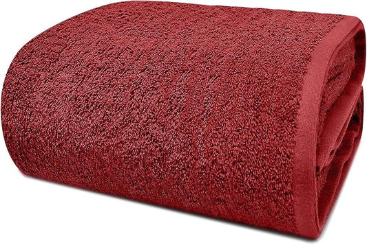 DAN RIVER Pack of 1 Jumbo Bath Sheet 40x80 Inches, Luxury Large Towels Oversized for Bathroom, Absorbent Plush Towels - Red