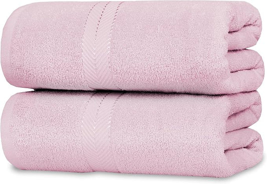 Casa Lino Bath Sheets Set Extra Large - 100% Cotton Extra Large Bath Towels - Highly Absorbent & Quick Dry Oversized Towels for Adults - 36"x72" - Pack of 2 - (Blush Pink)