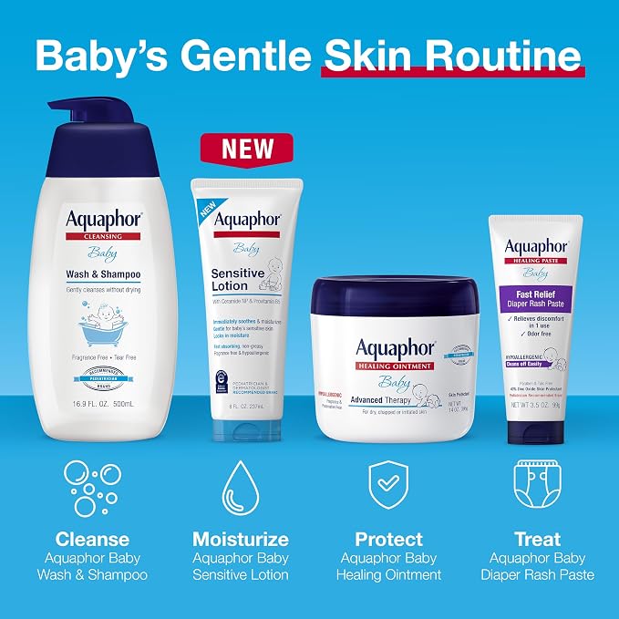 Aquaphor Baby Wash and Shampoo, Unscented Baby Shampoo and Wash, 25.4 Fl Oz Pump Bottle