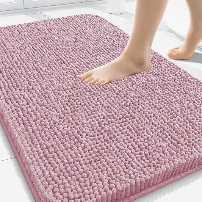 Arotive Bathroom Rugs 30x20, Extra Soft Absorbent Shaggy Chenille Bath Rugs, Machine Washable Rubber Backing Bath Mats for Bathroom Floor Tub and Shower, Home Decor Accessories, Dusty Rose