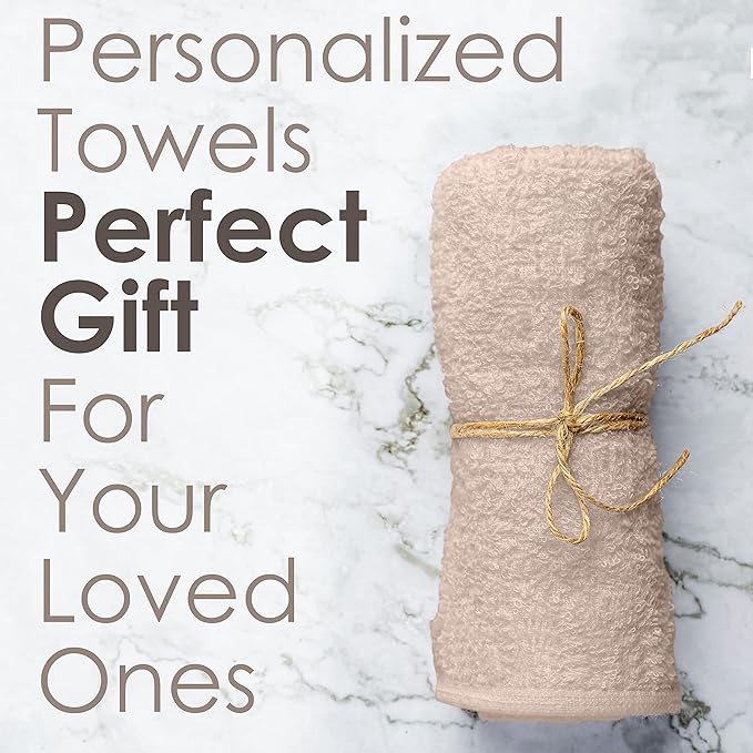 Personalized Passion 2-Pack Towels Set with Embroidered Text - Highly Absorbent & Super Soft Turkish Cotton Bath Sheets for Spa, Gym, Pool and Hotels - 24"x50" Large Bath Towels - Purple