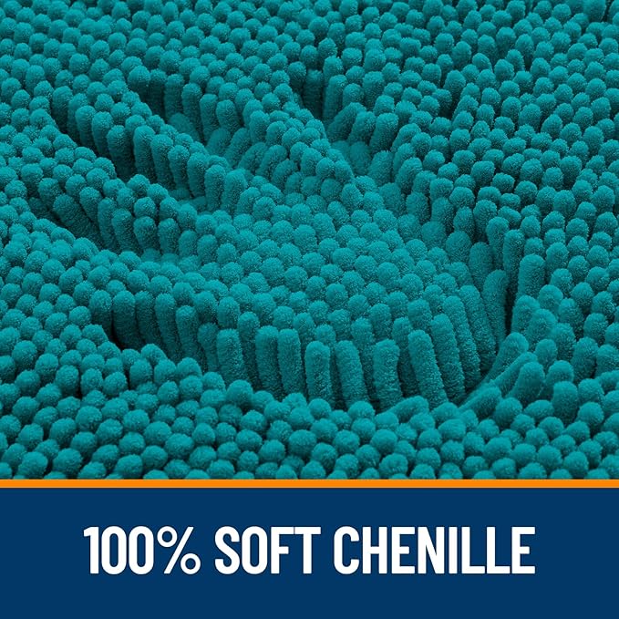 OLANLY Toilet Rugs U-Shaped 24x20, Extra Soft Absorbent Chenille Contour Bathroom Rugs for Toilet, Dry Quickly, Machine Washable, Non-Slip Bath Mat, Deep Lake