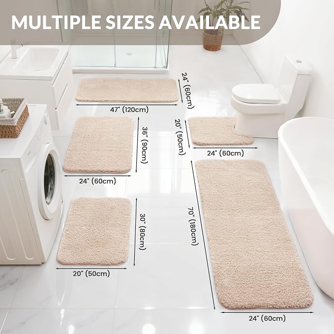Exclusivo Mezcla Bathroom Rugs Mat 20x30, Extra Soft Non Slip Absorbent Microfiber Bath Rugs, Machine Washable Quick Dry Bath Mats for Bathroom Floor, Shower, Home Decor, Solid Camel