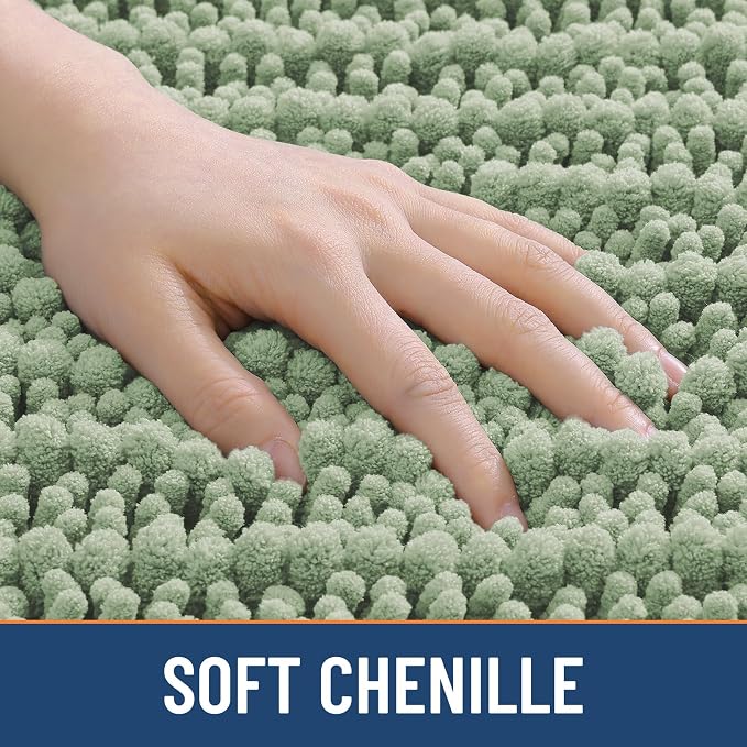 Smiry Bathroom Rugs Mat 35x24, Extra Soft Absorbent Chenille Bath Rugs, Non Slip Rubber Backing Machine Washable Quick Dry Bath Mats for Bathroom Floor, Tub, Shower, Home Decor Accessories, Sage Green