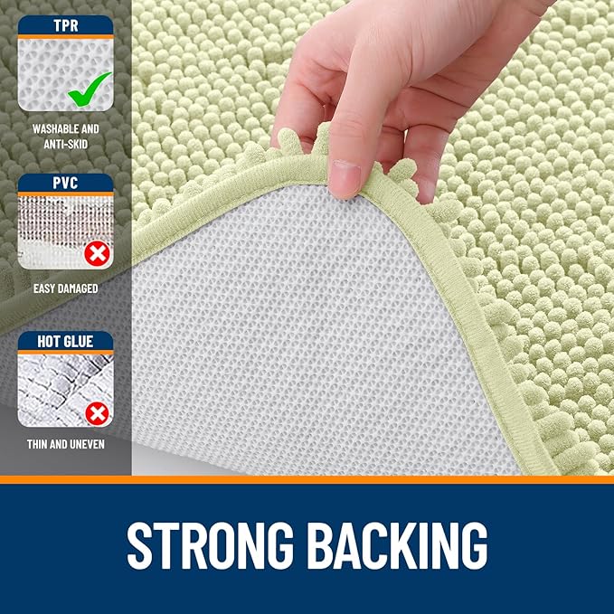 OLANLY Bathroom Rugs 35x24, Extra Soft Absorbent Chenille Bath Rugs, Rubber Backing Quick Dry, Machine Washable Bath Mats for Bathroom Floor, Tub and Shower, Home Decor Accessories, Vanilla