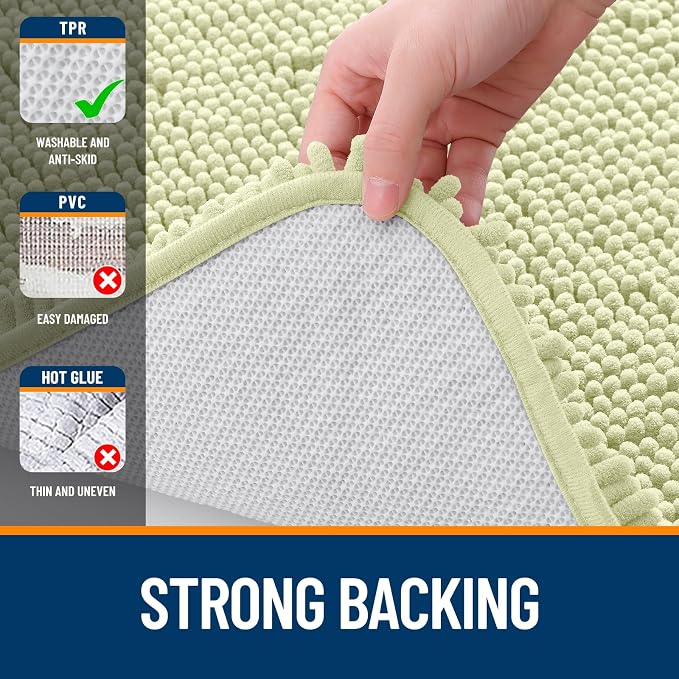 OLANLY Small Bathroom Rugs 24x16, Extra Soft Absorbent Chenille Bath Rugs, Rubber Backing Quick Dry, Machine Washable Bath Mats for Bathroom Floor, Tub and Shower, Home Decor Accessories, Vanilla
