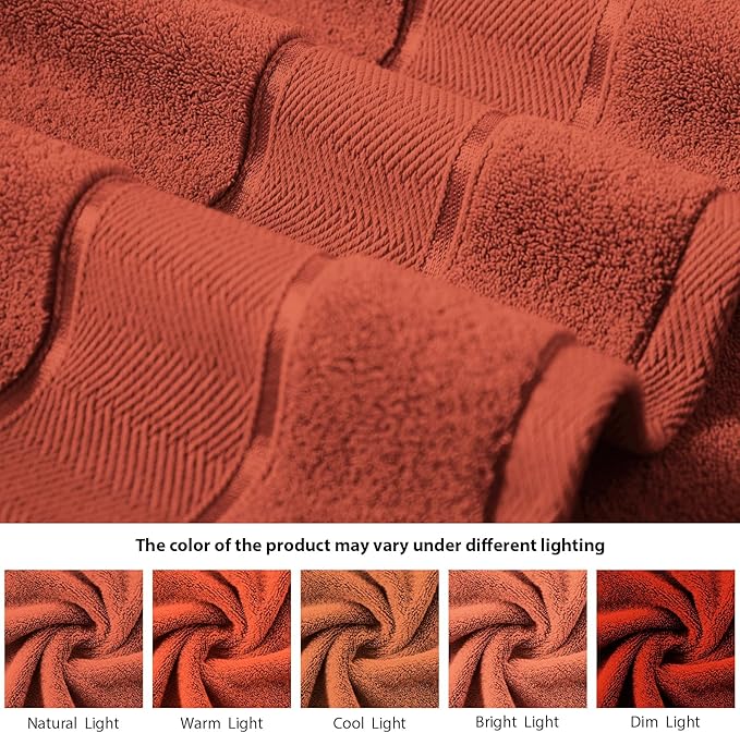 Marvione Bath Towels Set 6 Piece, 100% Turkish Cotton Highly Absorbent and Soft Towels for Bathroom 2 Bath Towels 2 Hand Towels 2 Washcloths, Burnt Orange