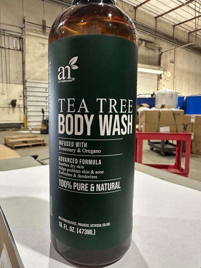 Artnaturals Tea Tree Body Wash 16 fl oz - Extra Strength Shower Gel with Rosemary & Oregano - For Acne, Athlete's Foot, Jock Itch, Ringworm & Body Odor - Men & Women, Sulfate & Paraben Free