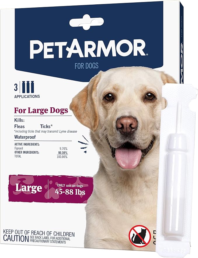 PetArmor for Dogs, Flea and Tick Treatment for Large Dogs (45-88 Pounds), Includes 3 Month Supply of Topical Flea Treatments