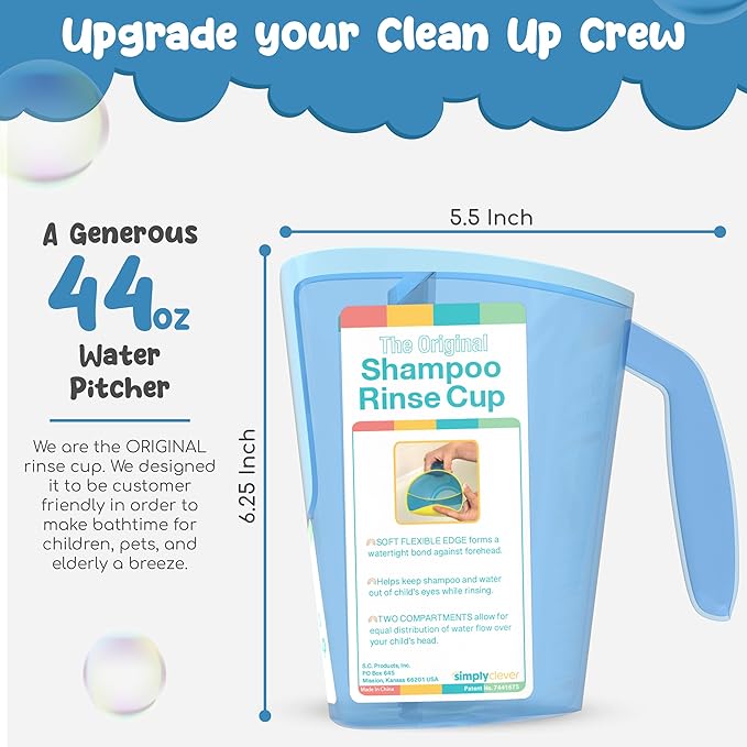 Shampoo Rinse Cup for Kids | Baby Bath Pail | Tear Free Baby Rinser Pail - Three Color Choices