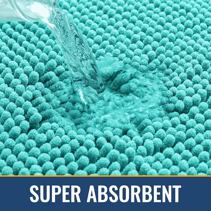 Arotive Bathroom Rugs 36x24, Extra Soft Absorbent Shaggy Chenille Bath Rugs, Machine Washable Rubber Backing Bath Mats for Bathroom Floor Tub and Shower, Home Decor Accessories,Turquoise