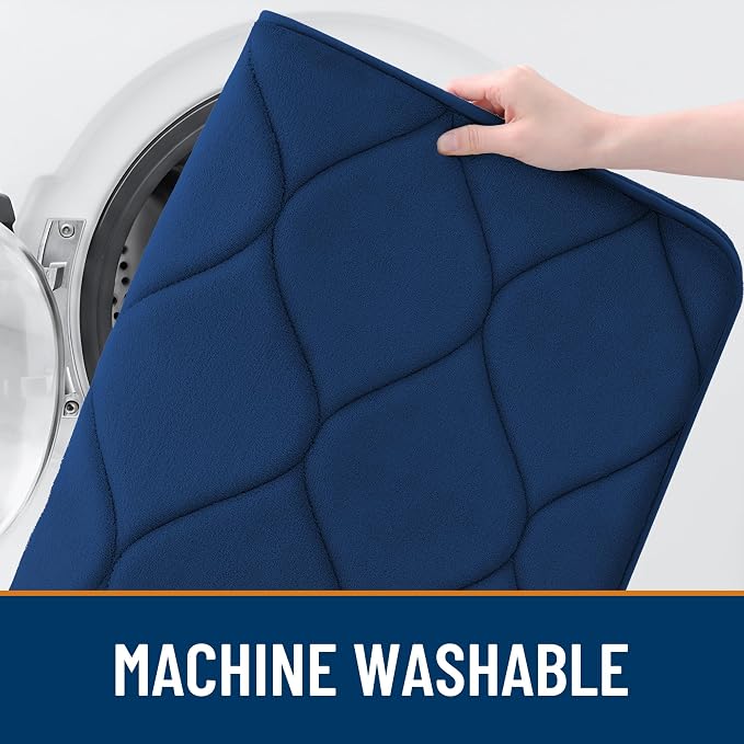Smiry Memory Foam Bath Mat 36''x24'', Ultra Soft Non-Slip Bathroom Rug, Plush Water Absorbent Quick Dry and Machine Washable Floor Mat for Shower, Tub & Home Decor, Navy Blue