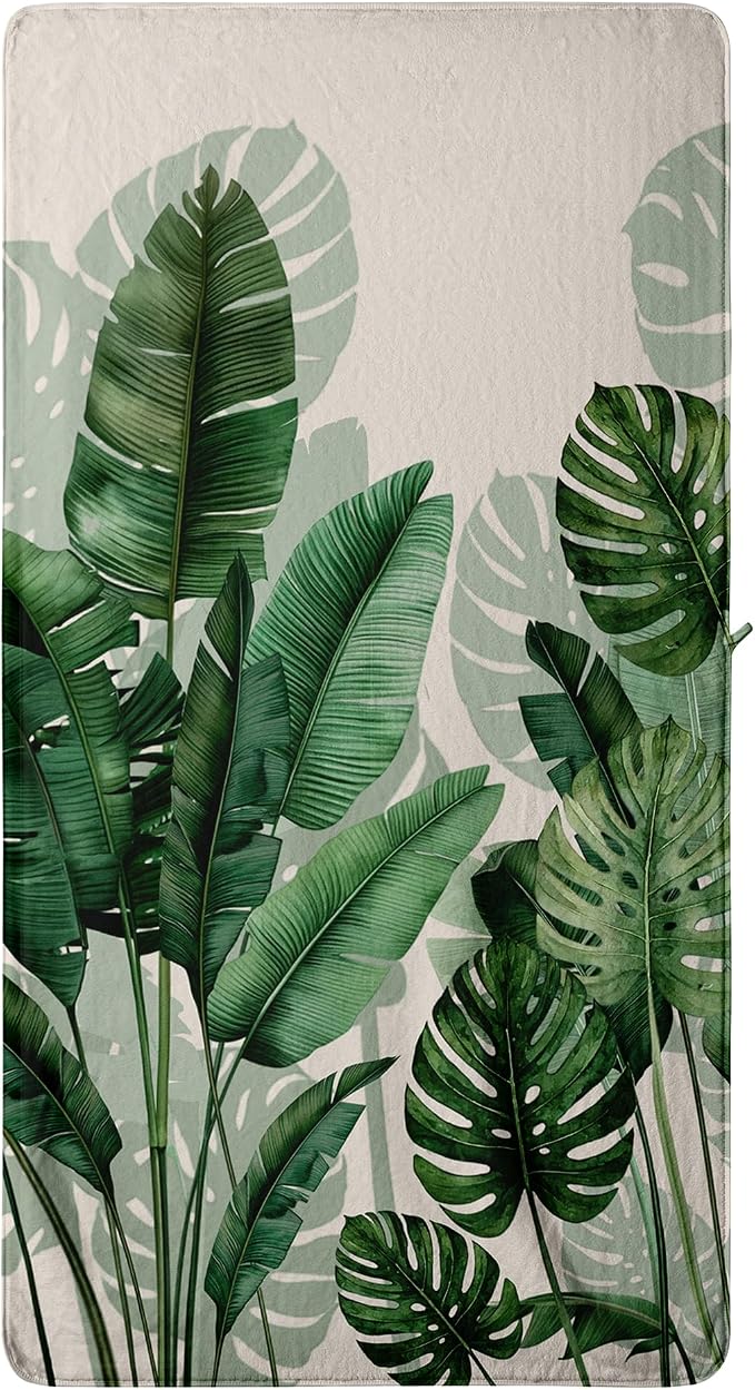 Botanical Leaf Microfiber Bath Towels Oversized Soft Microfiber Bath Sheet for Bathroom Shower
