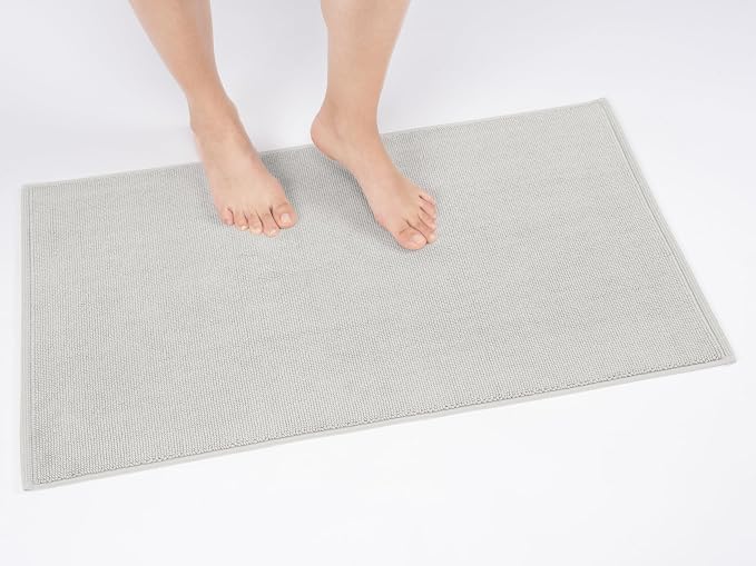 Cotton Paradise 100% Cotton Turkish Bathmat Rug, Soft Absorbent Quick Dry Non Slip, 20x34 Bathmat Rug, Silver Grey