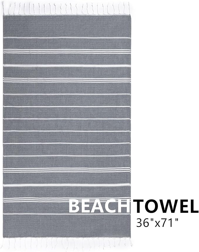 Aegero 2 Packs Turkish Beach Towel, 36"x71" Quick Dry Sand Free Oversized Bath Pool Swim Towel, Lightweight Travel Turkish Towels Vacation Essentials