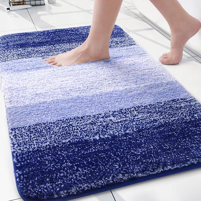 Arotive Microfiber Bathroom Rugs, Shaggy Soft and Absorbent Contour Toilet Rugs, Thick Plush Machine Washable Dry Bath Mats for Toilet Base, 30x20, Blue-Violet, Rectangular