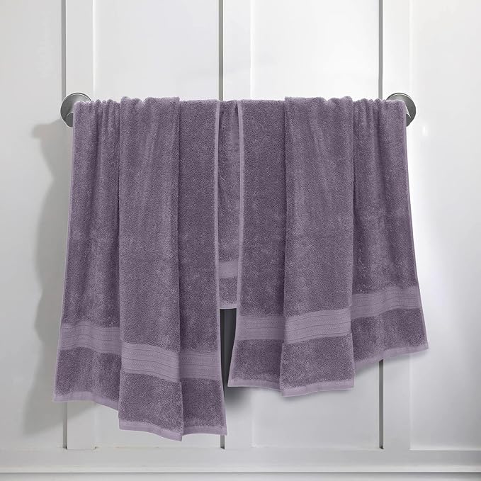 Feather & Stitch 100% Cotton Bath Towel Set of 6, 625 GSM Ultra Soft Highly Absorbent 2 Bath Towels, 2 Hand Towels & 2 Washcloth - Luxury Quick Dry Shower Towels. (Charcoal)