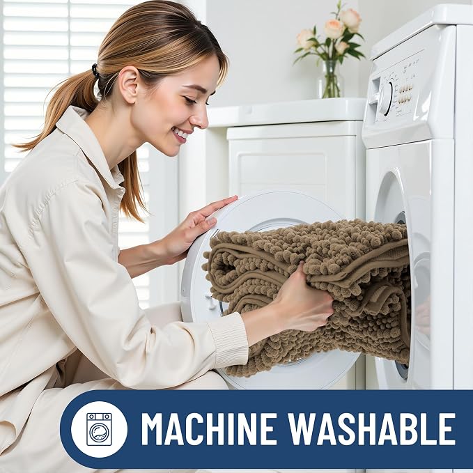 Smiry Bathroom Rugs Mat 50x30, Extra Soft Absorbent Chenille Bath Rugs, Non Slip Rubber Backing Machine Washable Quick Dry Bath Mats for Bathroom Floor, Tub, Shower, Home Decor Accessories, Camel