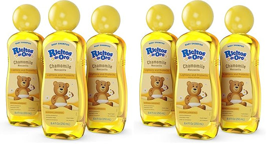 Ricitos de Oro Baby Shampoo with Chamomile – Gentle and Tear-Free Formula for Babies and Kids,Natural Lightening-and Soft Conditioning Hair Care,Paraben-Free,Safe Daily Use,8.4 fl oz,(Pack of 6)