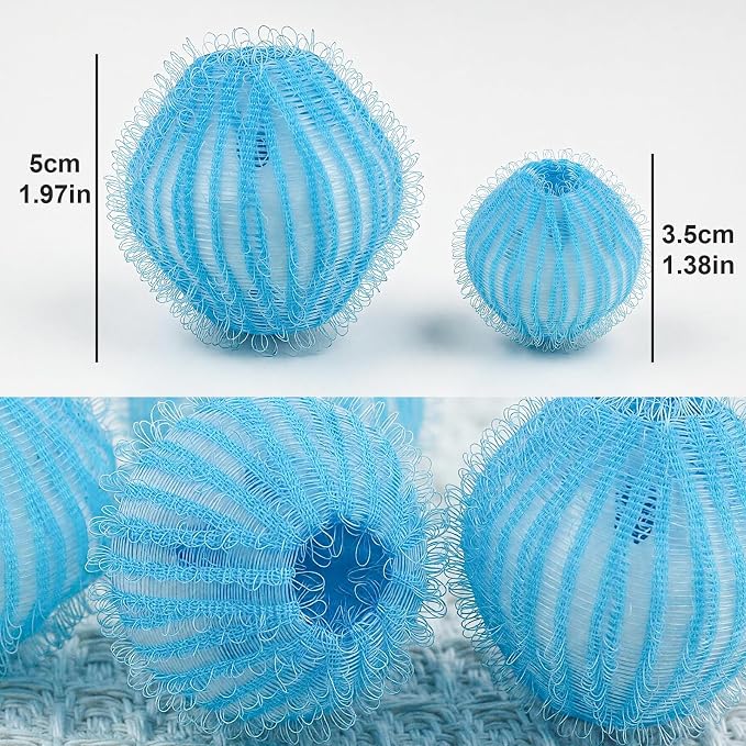 12Pcs Pet Hair Remover for Laundry - 2 inch Large Ball Lint Traps for Washing/Dryer Machine, Effective Cat Dog Laundry Pet Hair Catcher for Clothes,Sheets,Towels,Not Damage Fabric