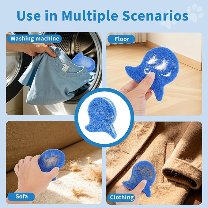 10PCS Pet Hair Remover for Laundry, Dog Hair Dryer Catcher, Flexible Sponges for Washing Machines & Dryers, Quickly Remove Hair, Lint, and Dander from Clothing & Bedding