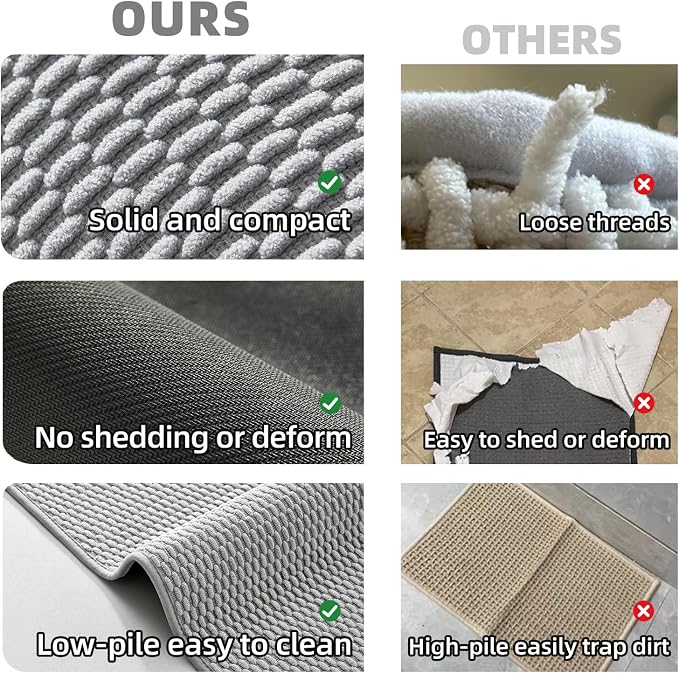 TYUU Toilet Rug, Thin Toilet Rugs U Shaped Washable Non Slip Absorbent Quick Dry Low Pile Toilet Mat, Light Grey 20"x24" U Shape