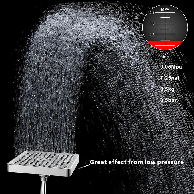 Voolan High Pressure Rain Shower Head with Handheld Spray Combo, Hand Held Filter Showerhead with Self-adhesive Holder and 59" Hose (Luxury Chrome)