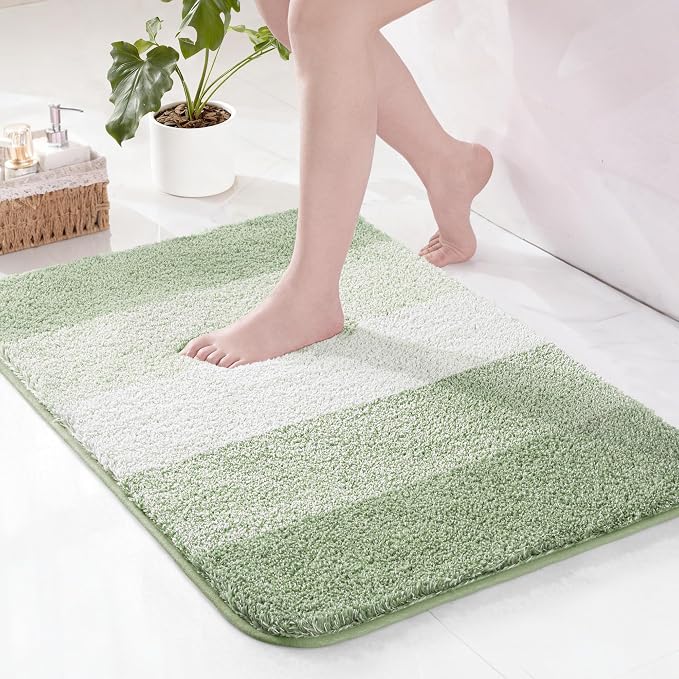 Exclusivo Mezcla Bathroom Rugs Mat 17x24, Extra Soft Non Slip Absorbent Microfiber Bath Rugs, Machine Washable Quick Dry Bath Mats for Bathroom Floor, Shower, Home Decor, Gradient Green