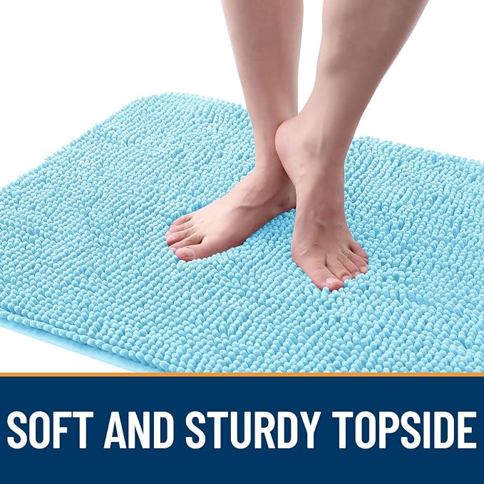 OLANLY Dog Door Mat for Muddy Paws 44x32, Absorbs Moisture and Dirt, Absorbent Non-Slip Washable Doormat, Quick Dry Chenille Mud Mat for Dogs, Entry Indoor Entryway Carpet for Inside Floor, Blue