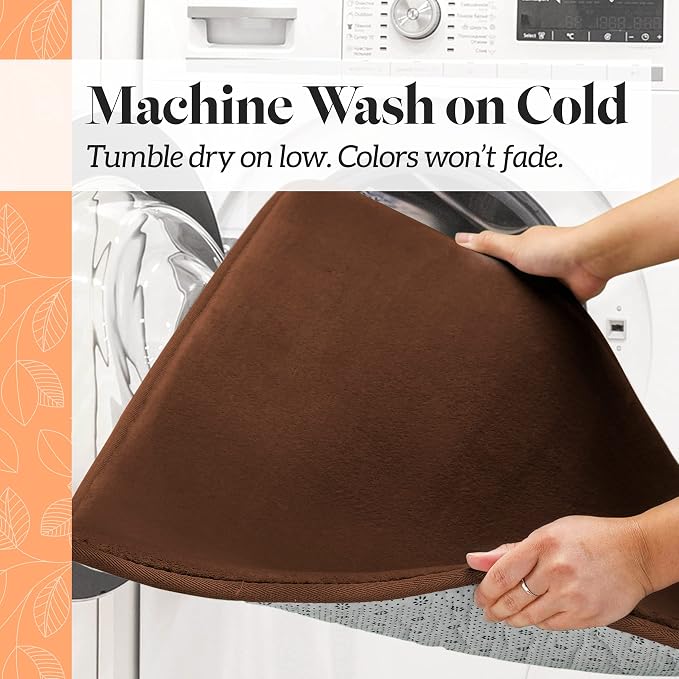 Memory Foam Bath Mat Non Slip Absorbent Super Cozy Velvet Bathroom Rug Carpet (72 inches X 24 inches, Brown)