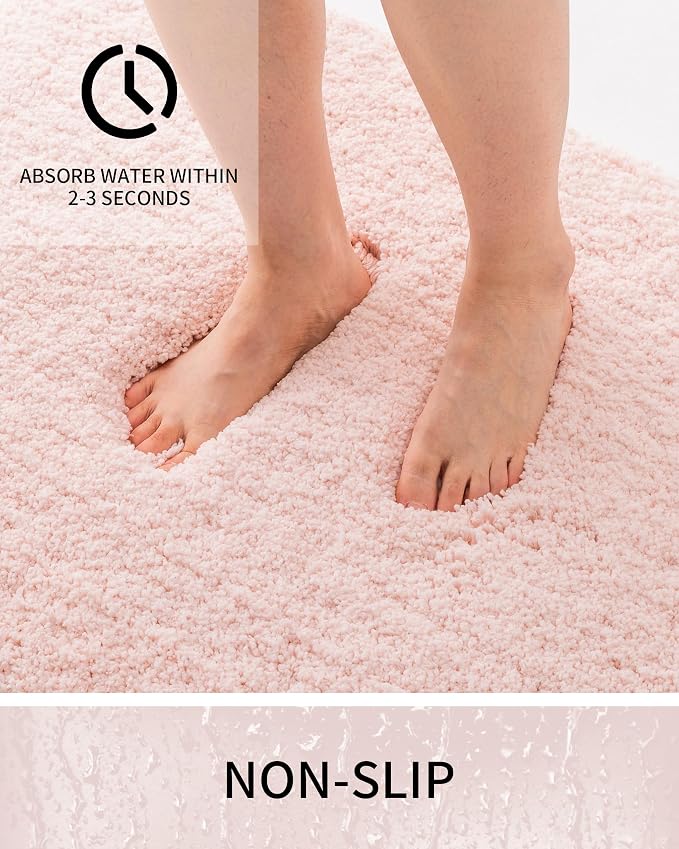Bathroom Rugs Non Slip Washable 48x24, Ultra Thick Soft Microfiber Absorbent Bath Mats, High Density Foam Latex Non Slip Backing Bath Rugs, Fluffy Floor Carpet for Tub&Shower, Sakura