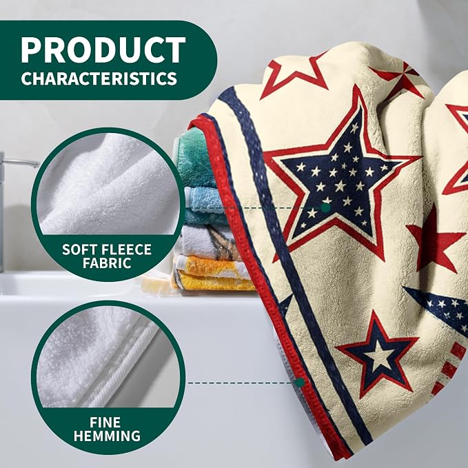 America Stars Patriotic Bath Towel Memorial Day Home Decor Bathroom Towel Oversized