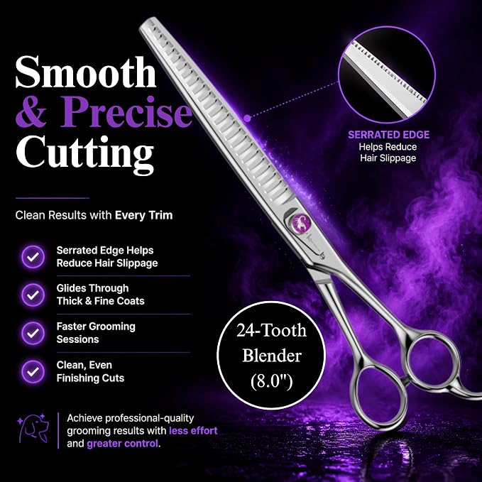 Kenchii Scorpion Dog Grooming Scissors, 24 Tooth Thinning Shears, Dog Scissors for Grooming, Professional Pet Grooming Scissors, Heavy Duty, Durable and Sharp